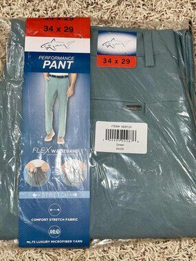 Greg Norman Men's Flex Waistband Performance Chino Pants Teal, Size 34x29 (New)